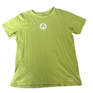 Life is Good Clean Clover St Patrick's Day Green Crusher Tee Womens Size Large